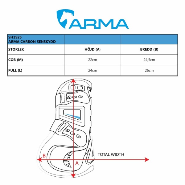 benskydd arma carbon storlekstabell