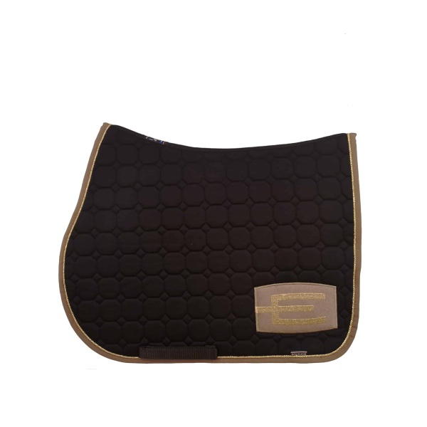 Equiline schabrak octagon allround i svart med cappucino/guld e-logga