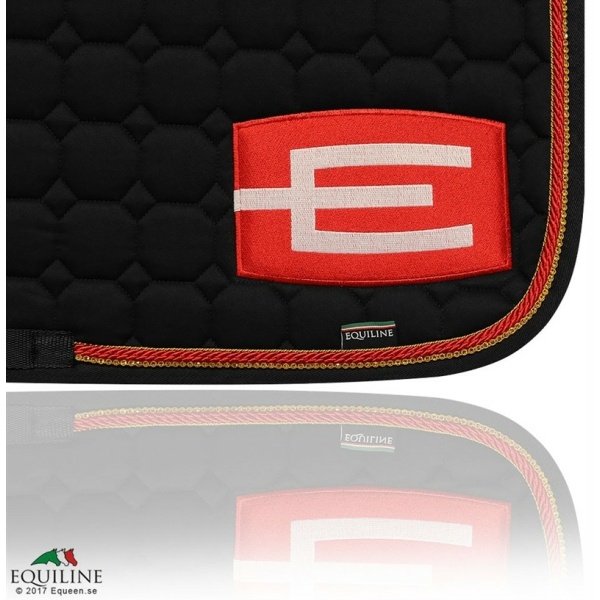 Equiline Schabrak E-Logga Octagon Allround - Guld Swarovski & Röd Passpoal