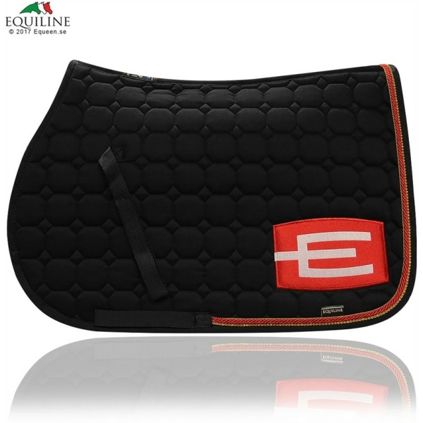 Equiline Schabrak E-Logga Octagon Allround - Guld Swarovski & Röd Passpoal