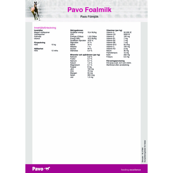 pavo foalmilk 10 kg