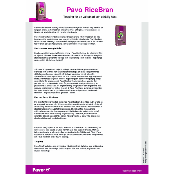 ricebran pavo